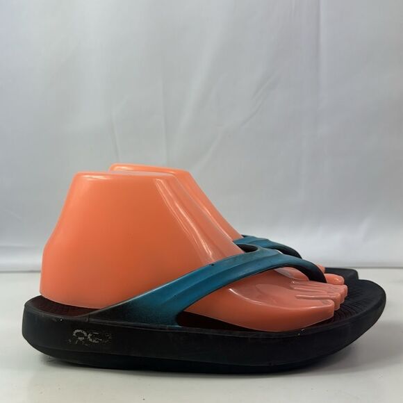 Oofos Oolala Luse Black/Blue Women's Sandals - Picture 2 of 15